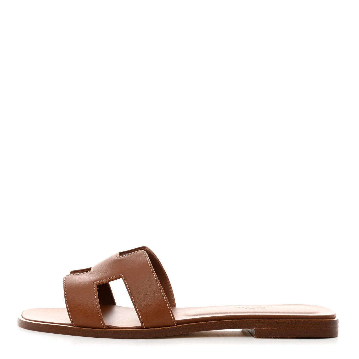 Hermes Box Calfskin Oran Sandals 38 Gold 1 of 9