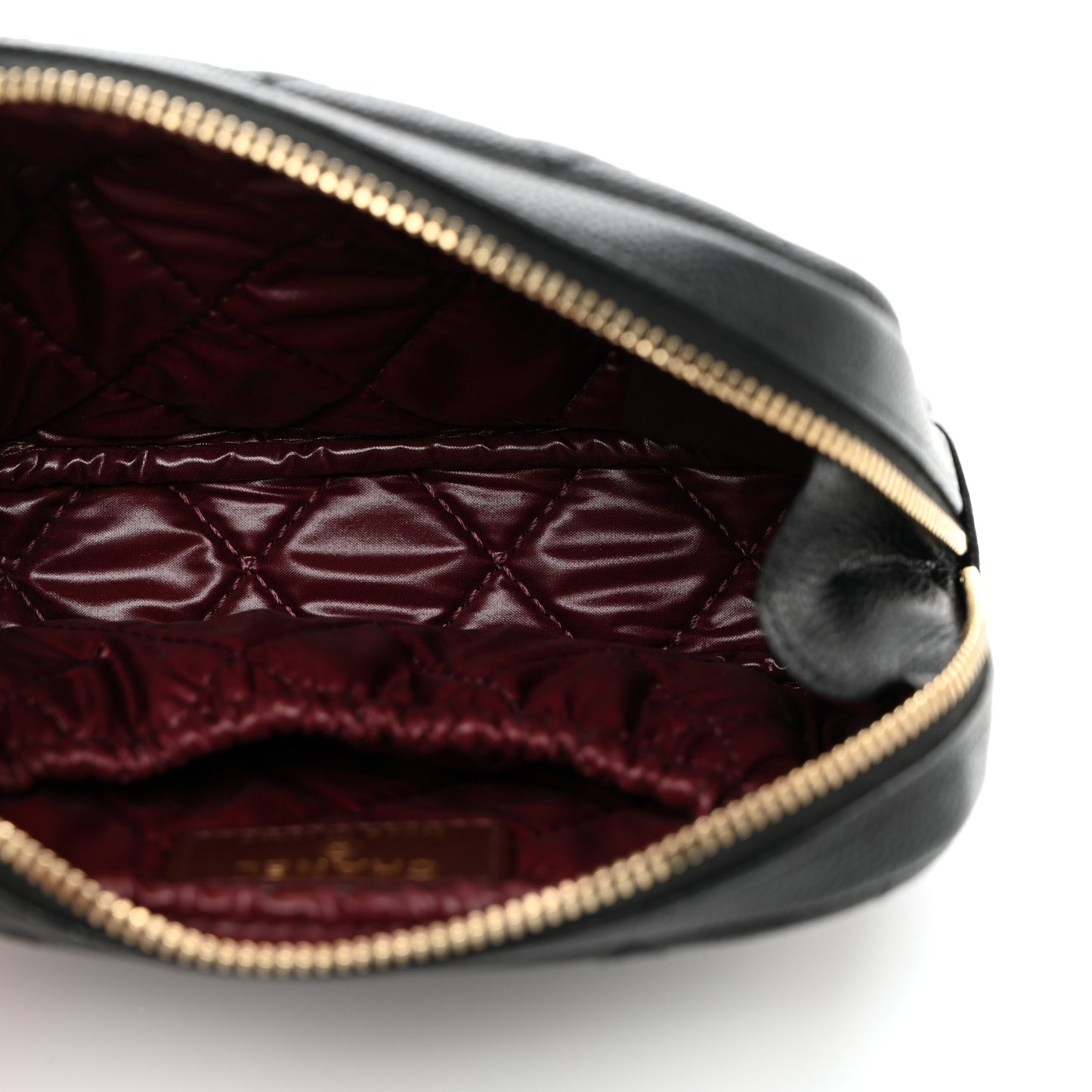 Caviar Quilted Small Curvy Pouch Cosmetic Case Black