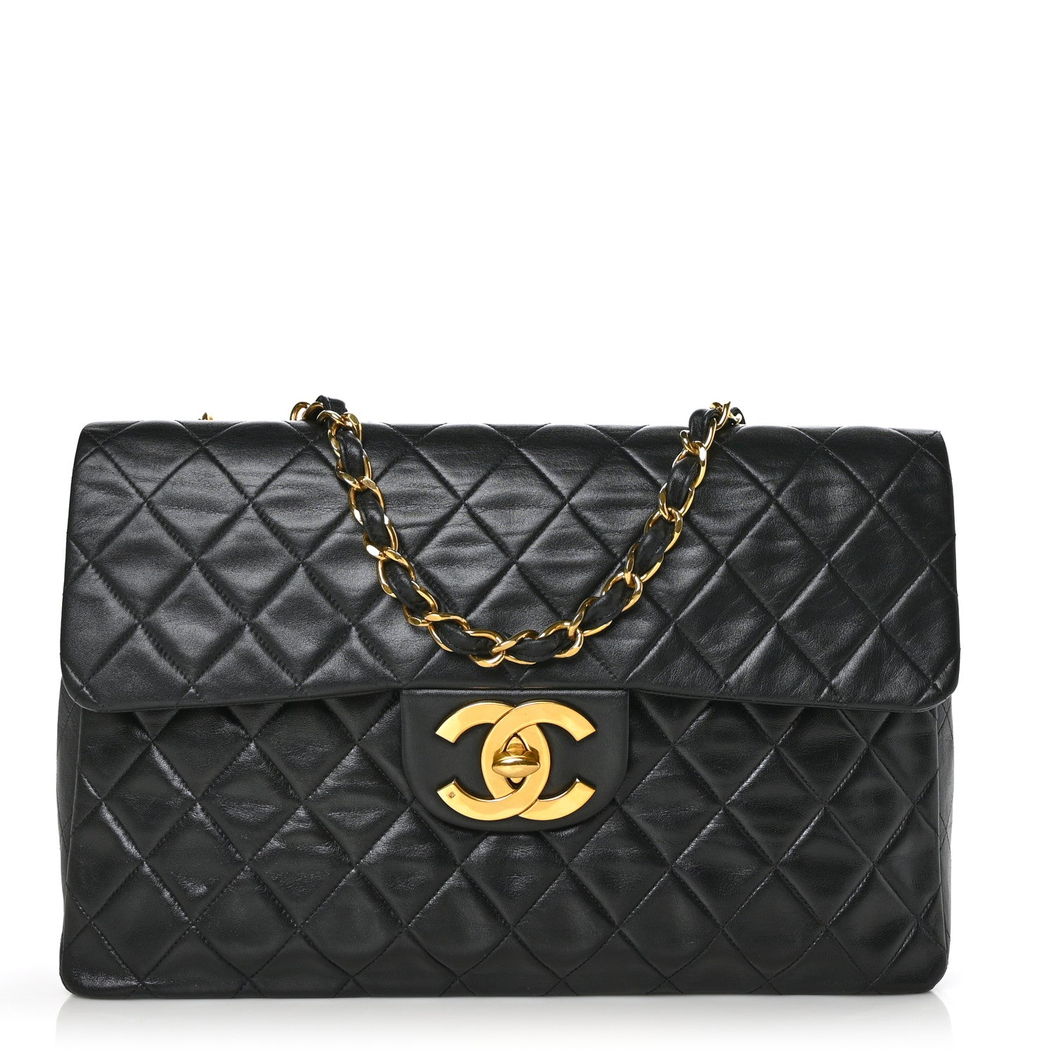 Chanel Lambskin Quilted XL Jumbo Single Flap Black 1 of 9