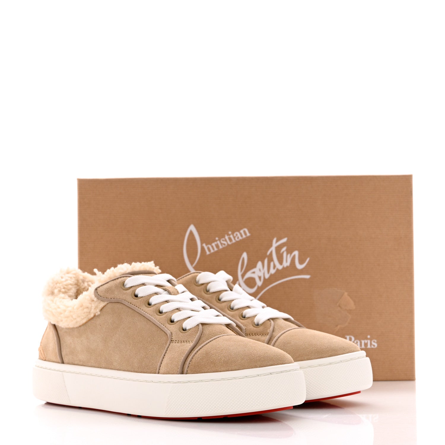 Christian Louboutin Suede Shearling Fun Vierissima Flat Sneakers 39 Atlas 8 of 8