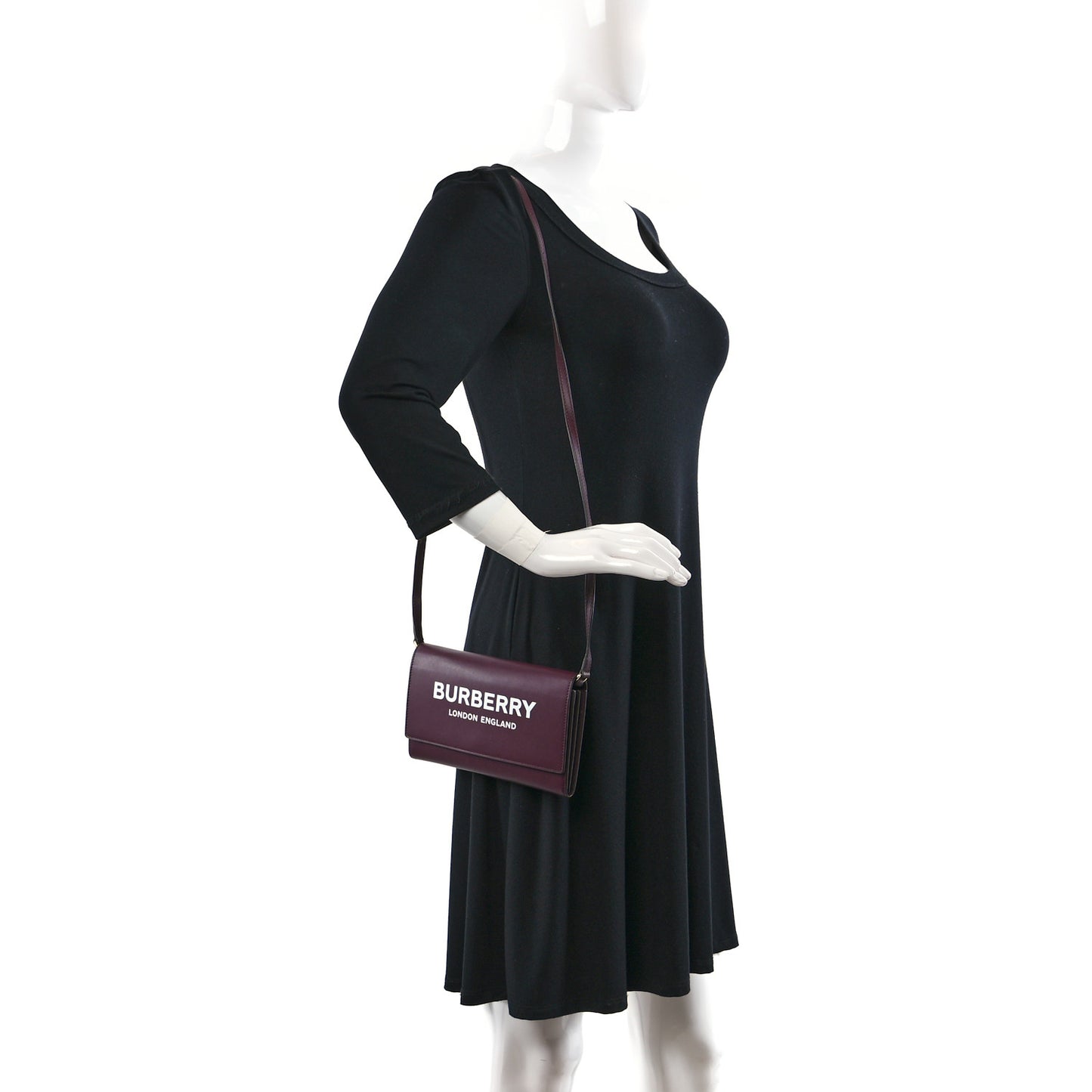 Calfskin Logo Hazelmere Wallet With Detachable Strap Deep Maroon