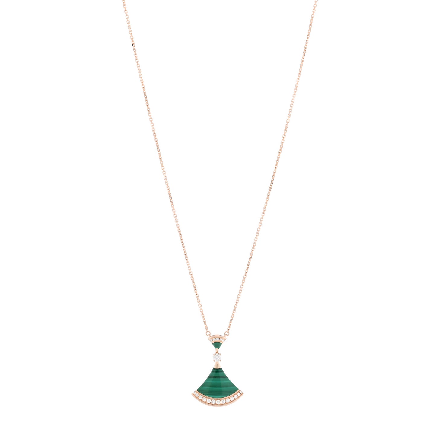 18K Rose Gold Diamond Malachite Divas' Dream Pendant Necklace
