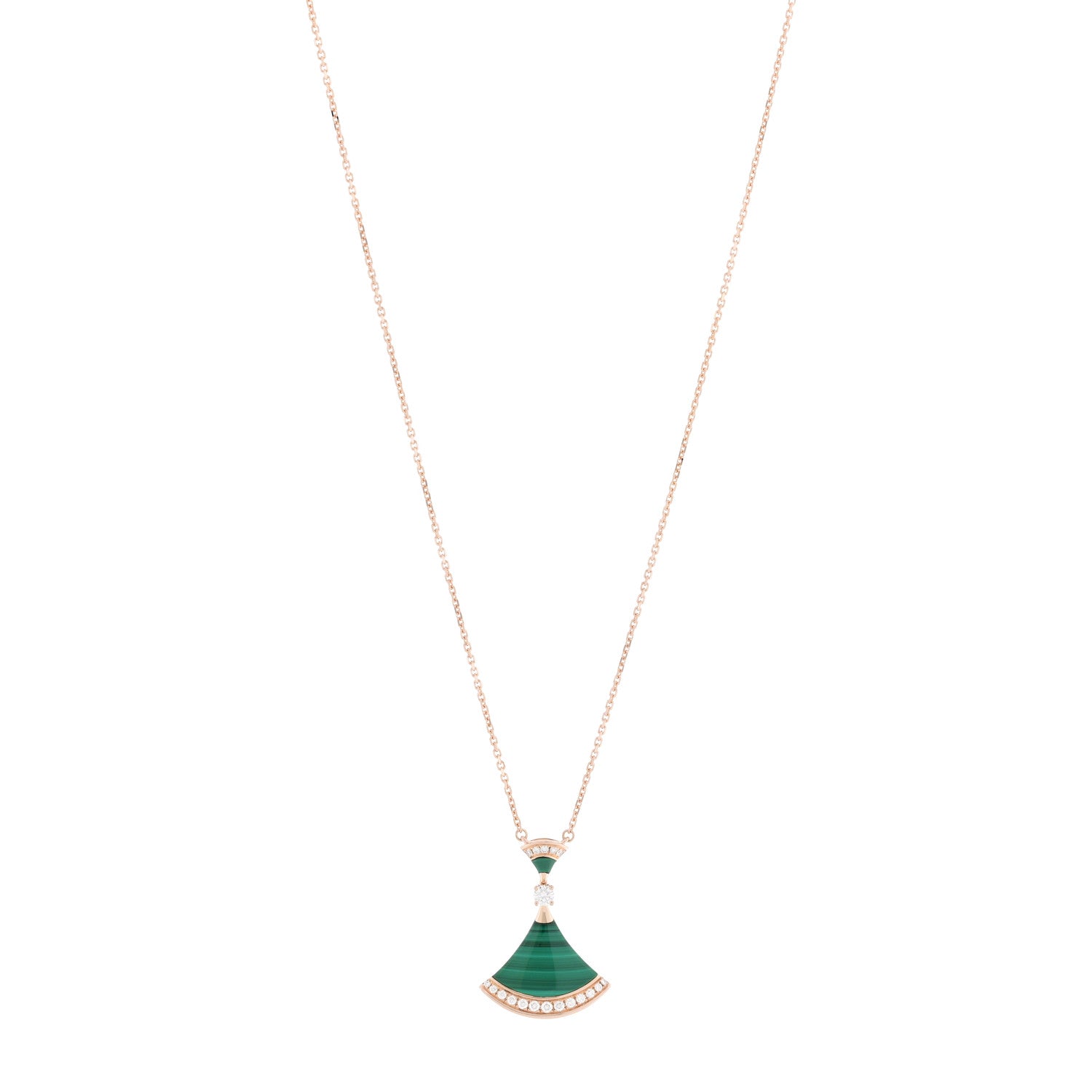 Bulgari 18K Rose Gold Diamond Malachite Divas' Dream Pendant Necklace 1 of 6