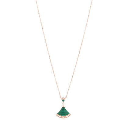 Bulgari 18K Rose Gold Diamond Malachite Divas' Dream Pendant Necklace 1 of 6
