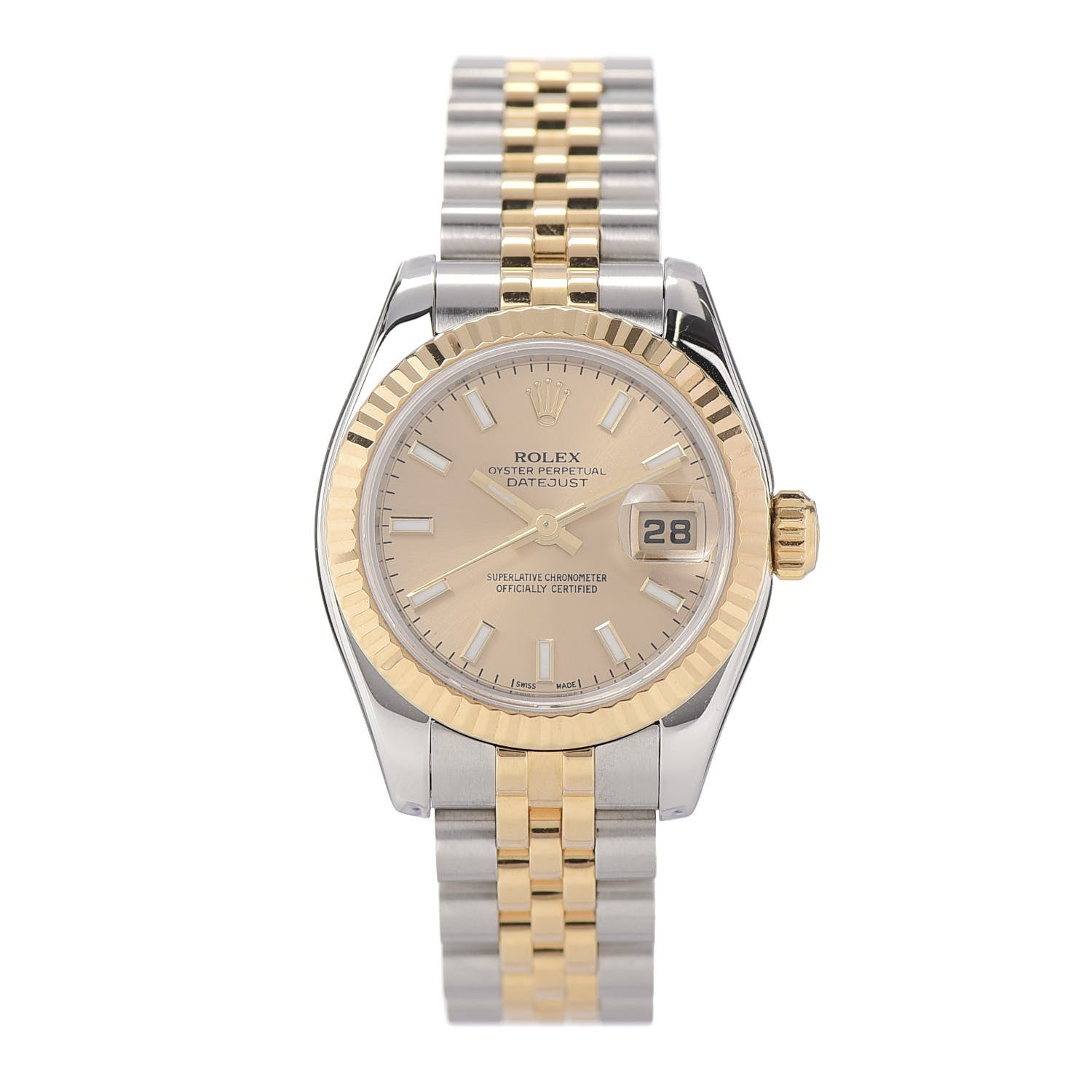Rolex Stainless Steel 18K Yellow Gold 26mm Oyster Perpetual Datejust Watch Champagne 179173 1 of 5