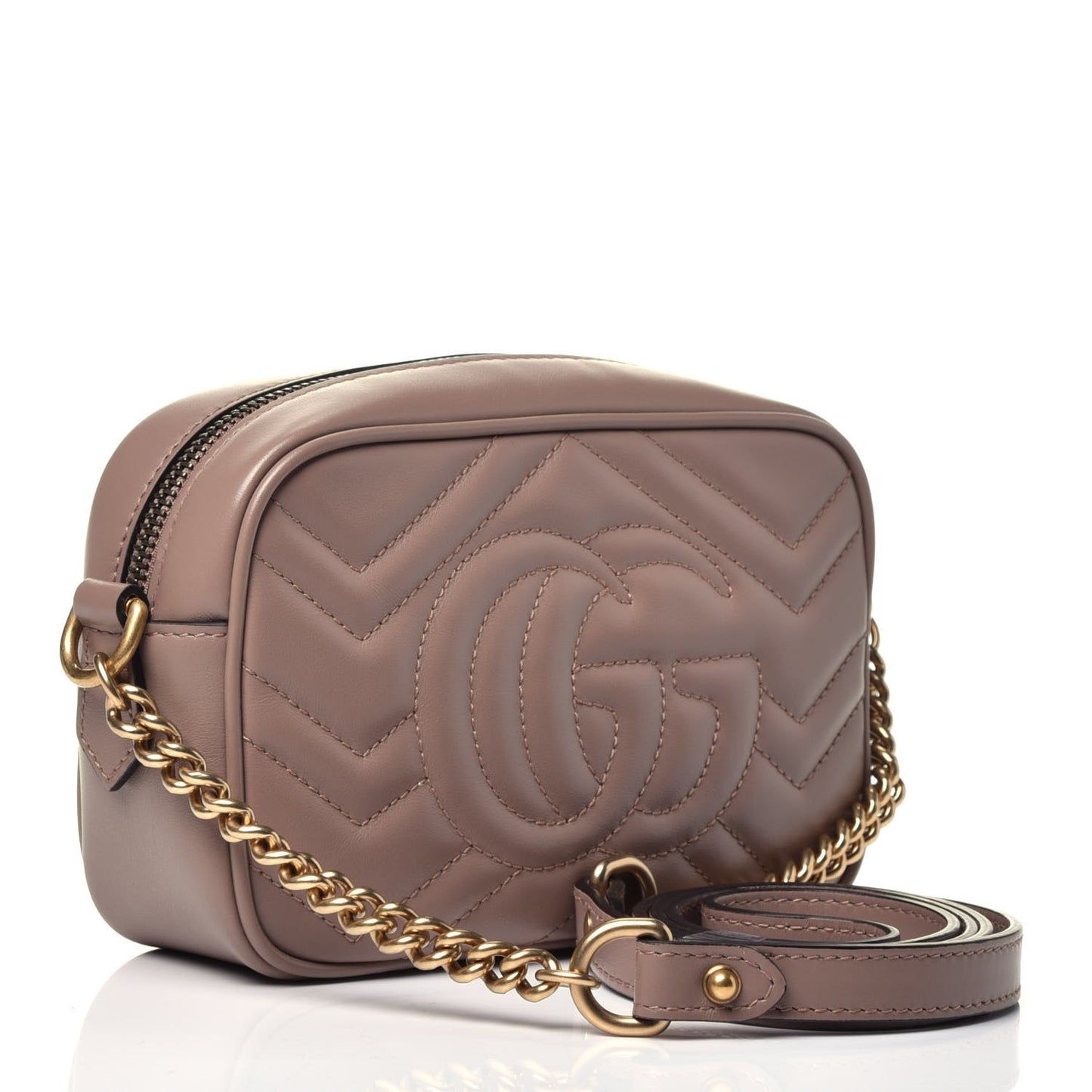 Calfskin Matelasse Mini GG Marmont Chain Shoulder Bag Porcelain Rose