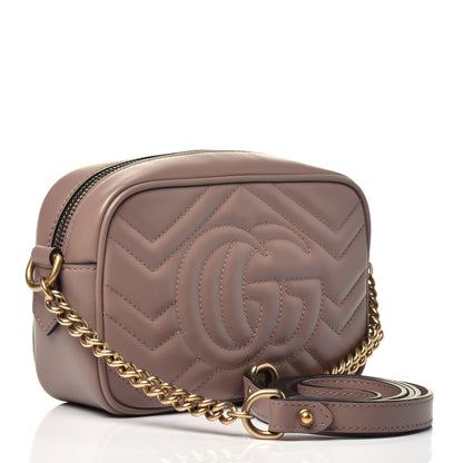 Gucci Calfskin Matelasse Mini GG Marmont Chain Shoulder Bag Porcelain Rose 3 of 9