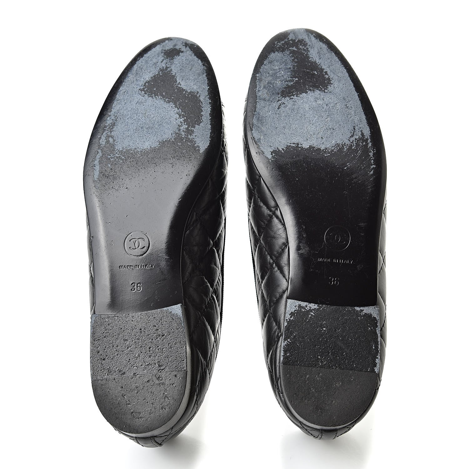 Chanel Aged Calfskin Quilted Cap Toe Ballerina Flats 36 Black 8 of 15