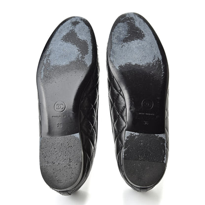 Chanel Aged Calfskin Quilted Cap Toe Ballerina Flats 36 Black 8 of 15