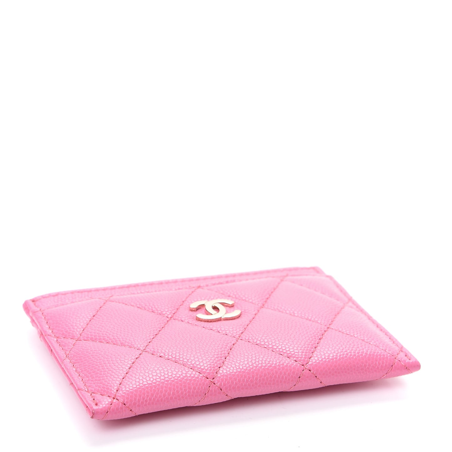 Caviar Quilted Card Holder Pink
