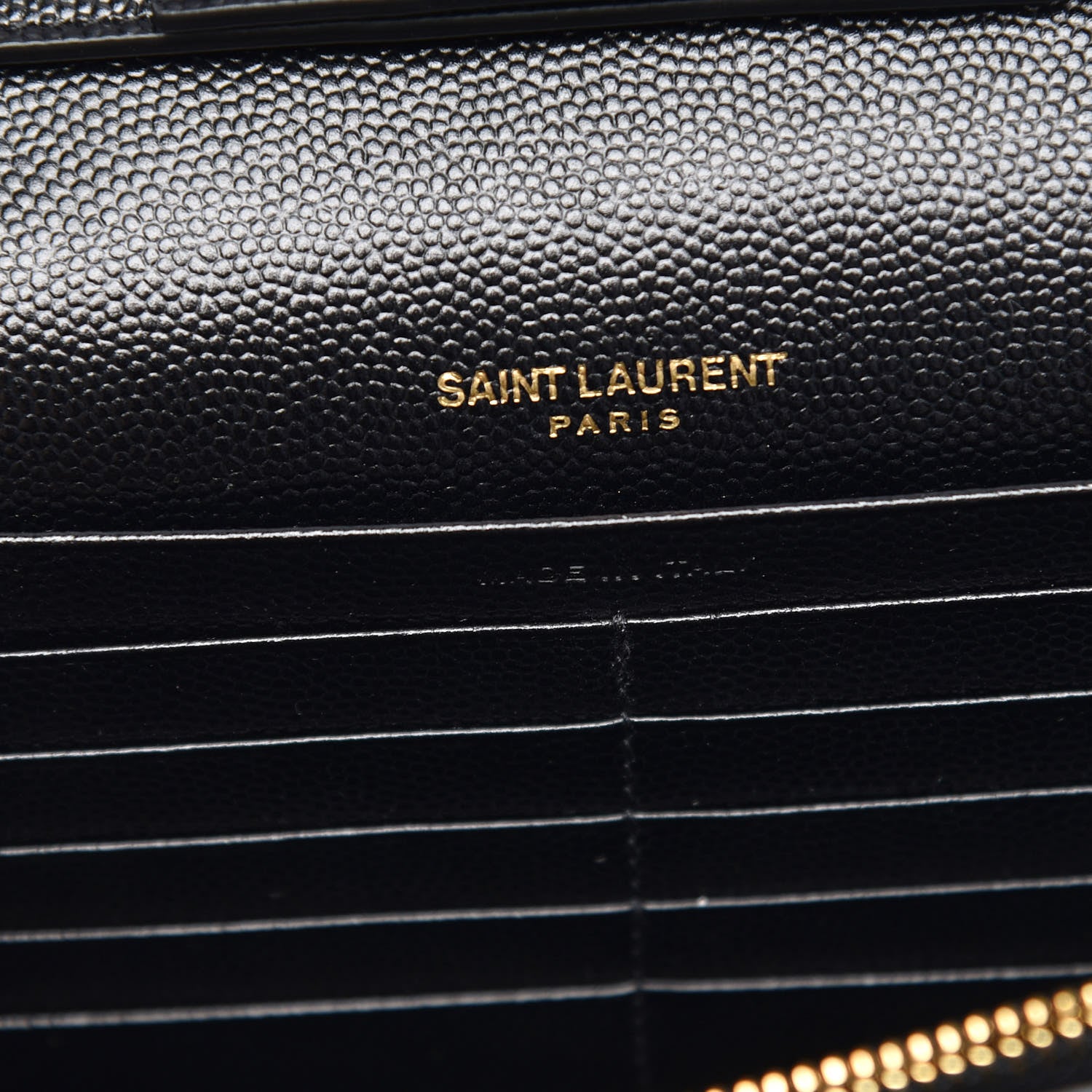 Saint Laurent Grain De Poudre Matelasse Chevron Monogram Chain Wallet Black 7 of 7