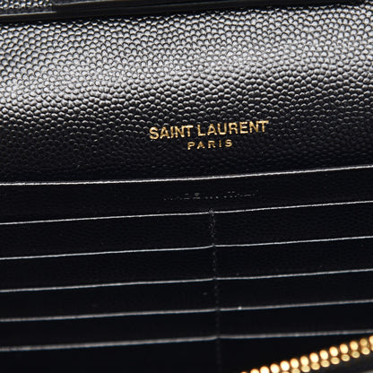Saint Laurent Grain De Poudre Matelasse Chevron Monogram Chain Wallet Black 7 of 7