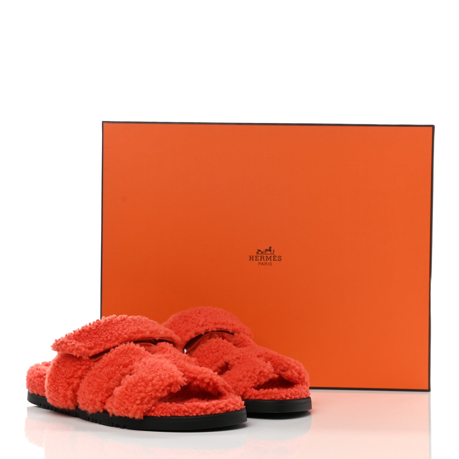 Hermes Woolskin Womens Chypre Sandals 37.5 Orange 8 of 8