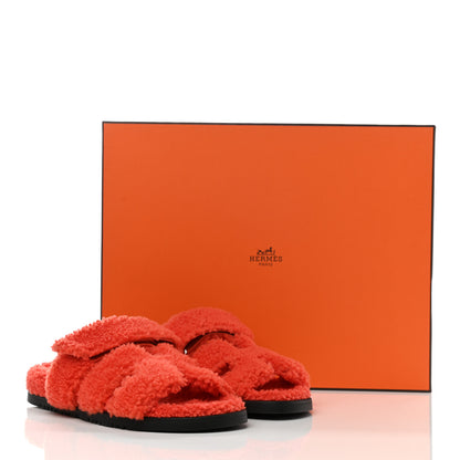 Hermes Woolskin Womens Chypre Sandals 37.5 Orange 8 of 8