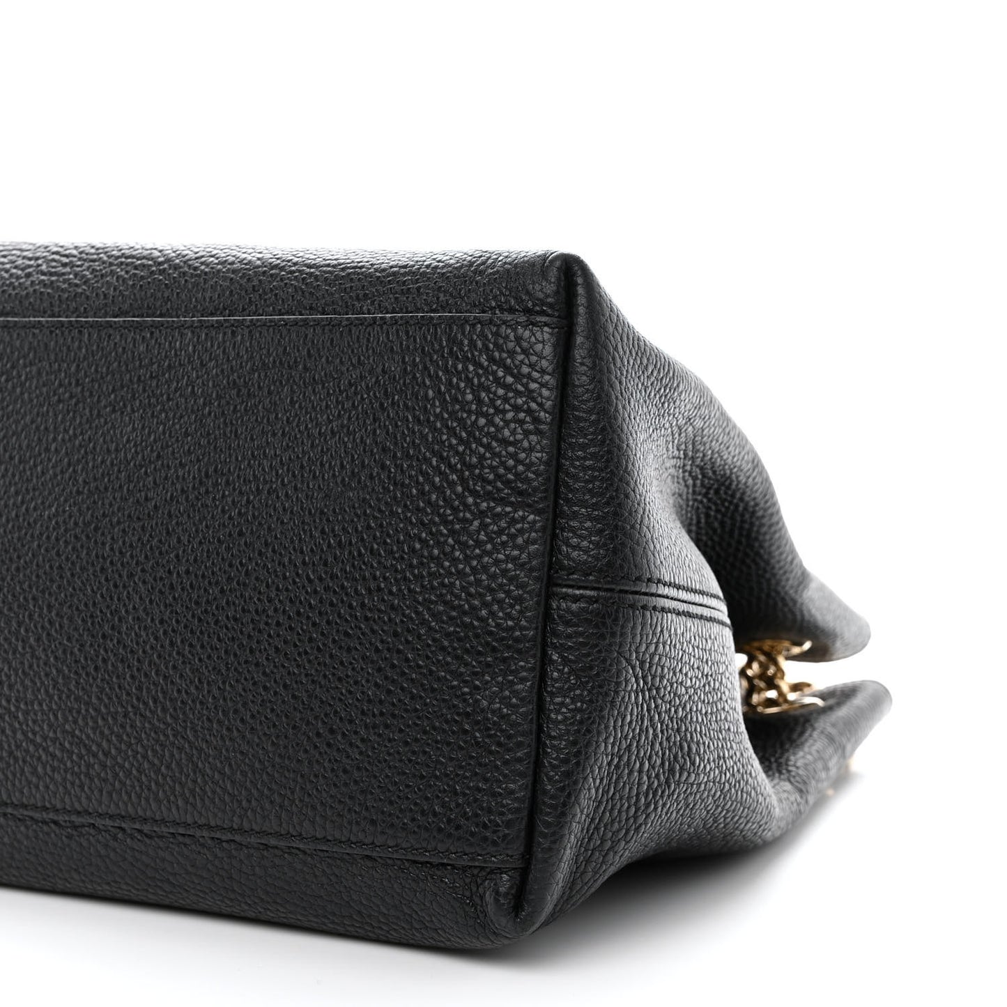 Pebbled Calfskin Medium Soho Chain Shoulder Bag Black