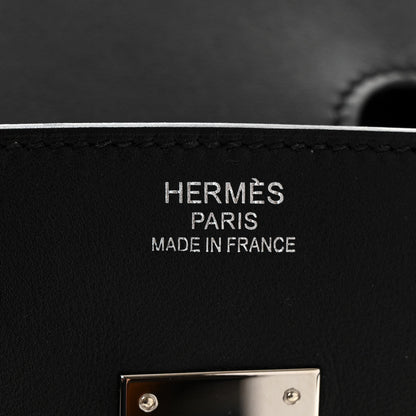 Hermes Swift Twill H Fray Fray Birkin 35 Black Ecru 6 of 11
