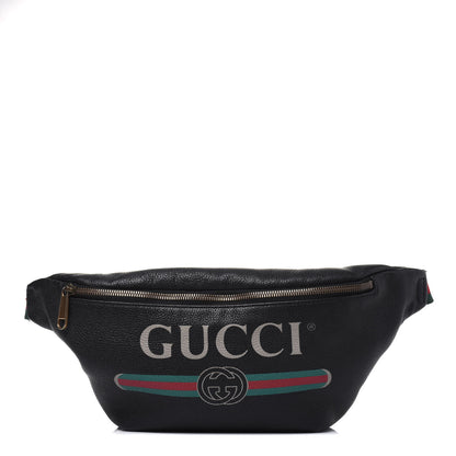 Gucci Grained Calfskin Logo Belt Bag Black 1 of 16