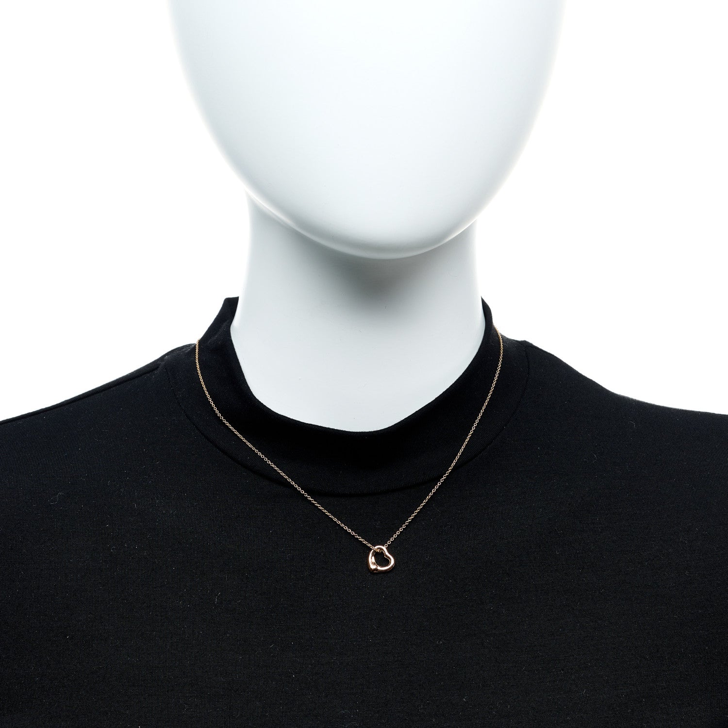 Tiffany 18K Rose Gold 11mm Elsa Peretti Open Heart Pendant Necklace 2 of 6