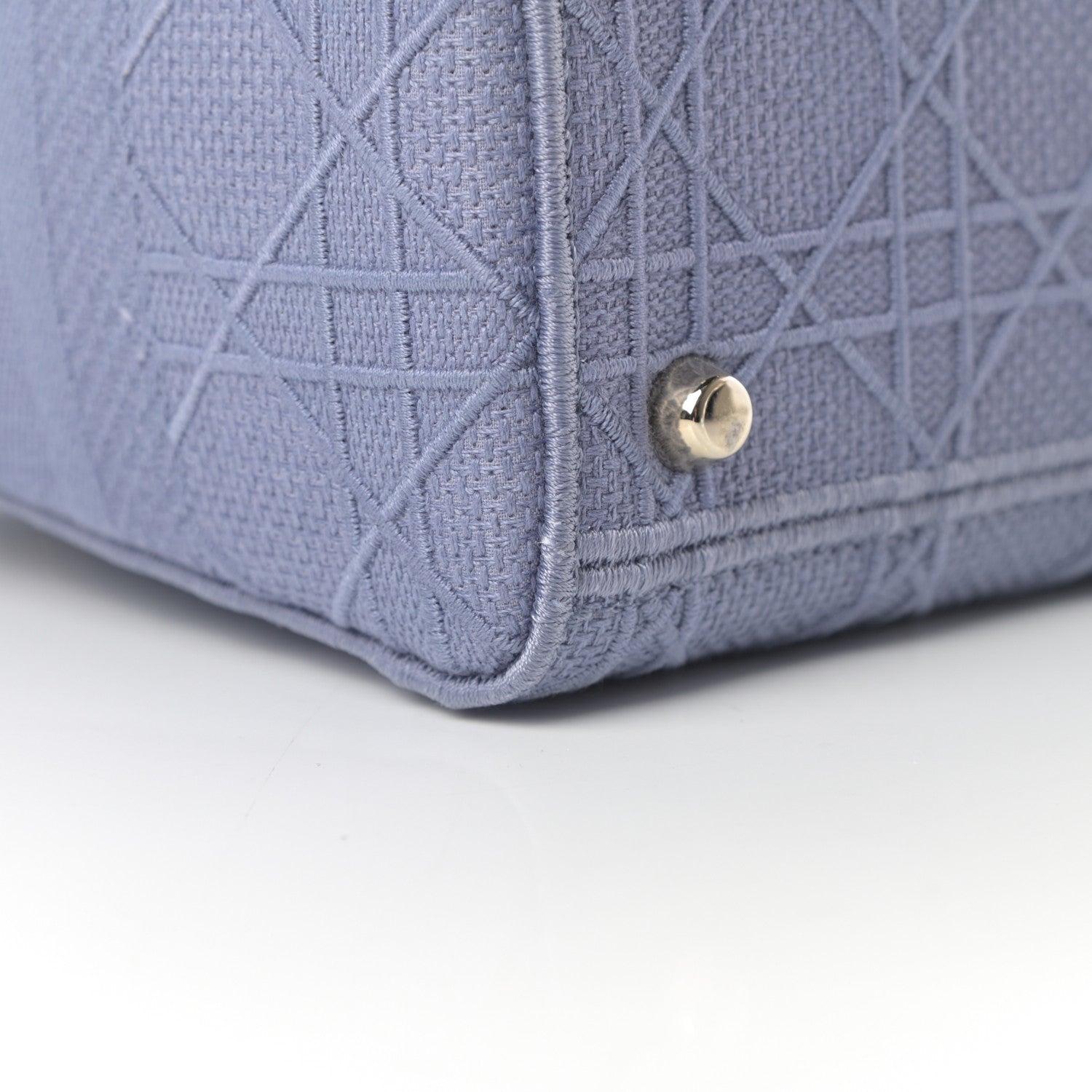 Christian Dior Canvas Embroidered Cannage Medium Lady D-Lite Blue 12 of 15