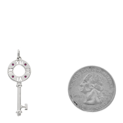 Tiffany 18K White Gold Ruby Atlas Pierced Key Pendant 2 of 5