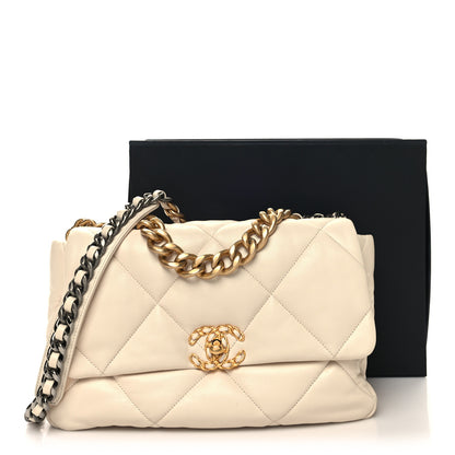 Chanel Lambskin Quilted Large Chanel 19 Flap Beige 11 of 11