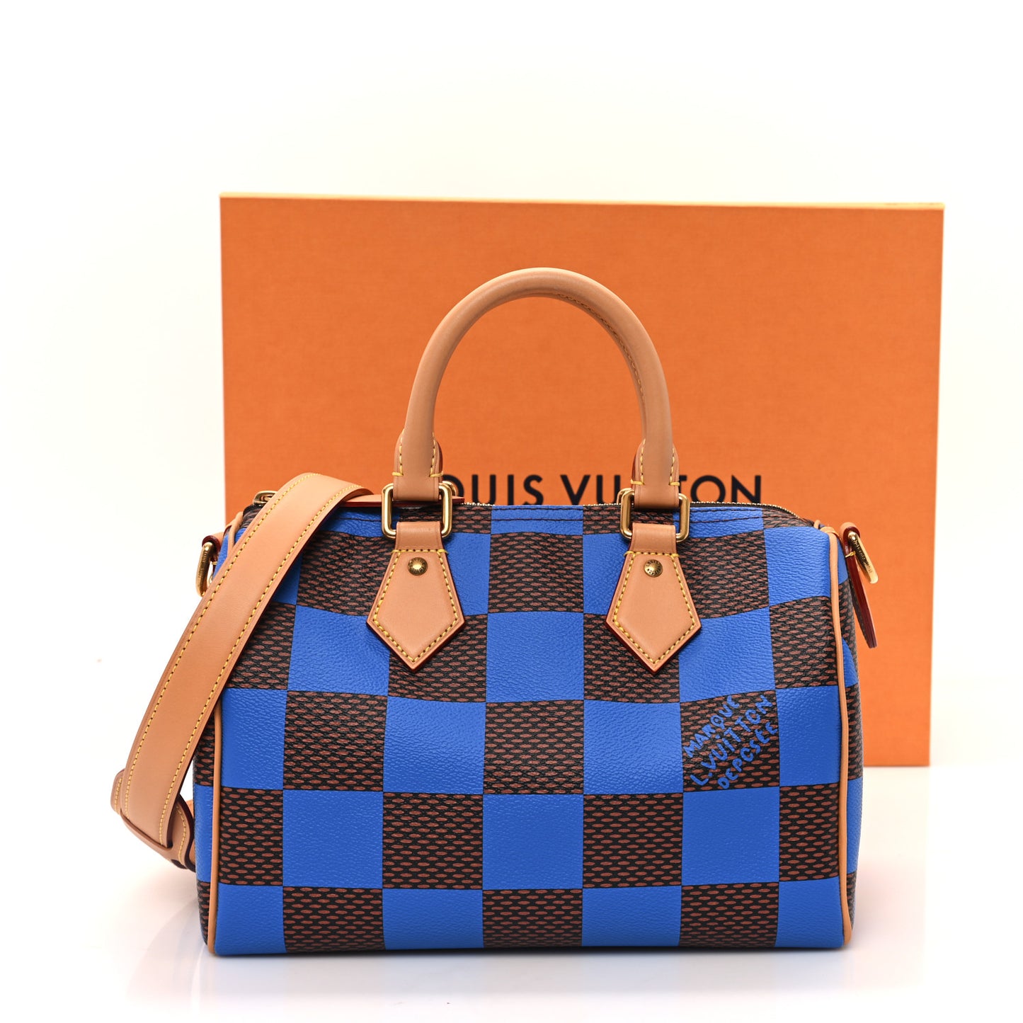 Damier Pop Speedy Bandouliere 25 Blue