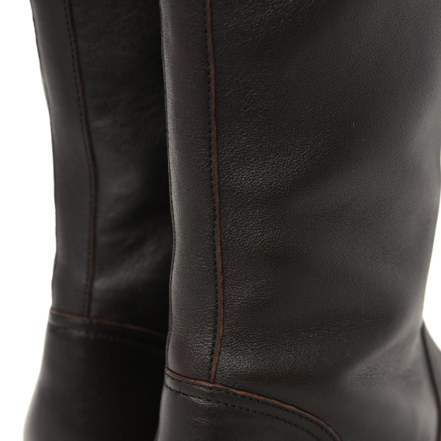 Calfskin Shearling Microguccissima Knee High Riding Boots 39 Brown