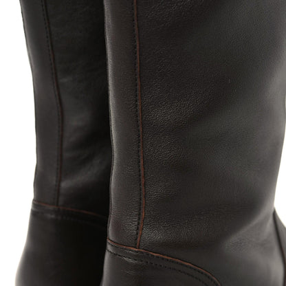 Gucci Calfskin Shearling Microguccissima Knee High Riding Boots 39 Brown 7 of 11