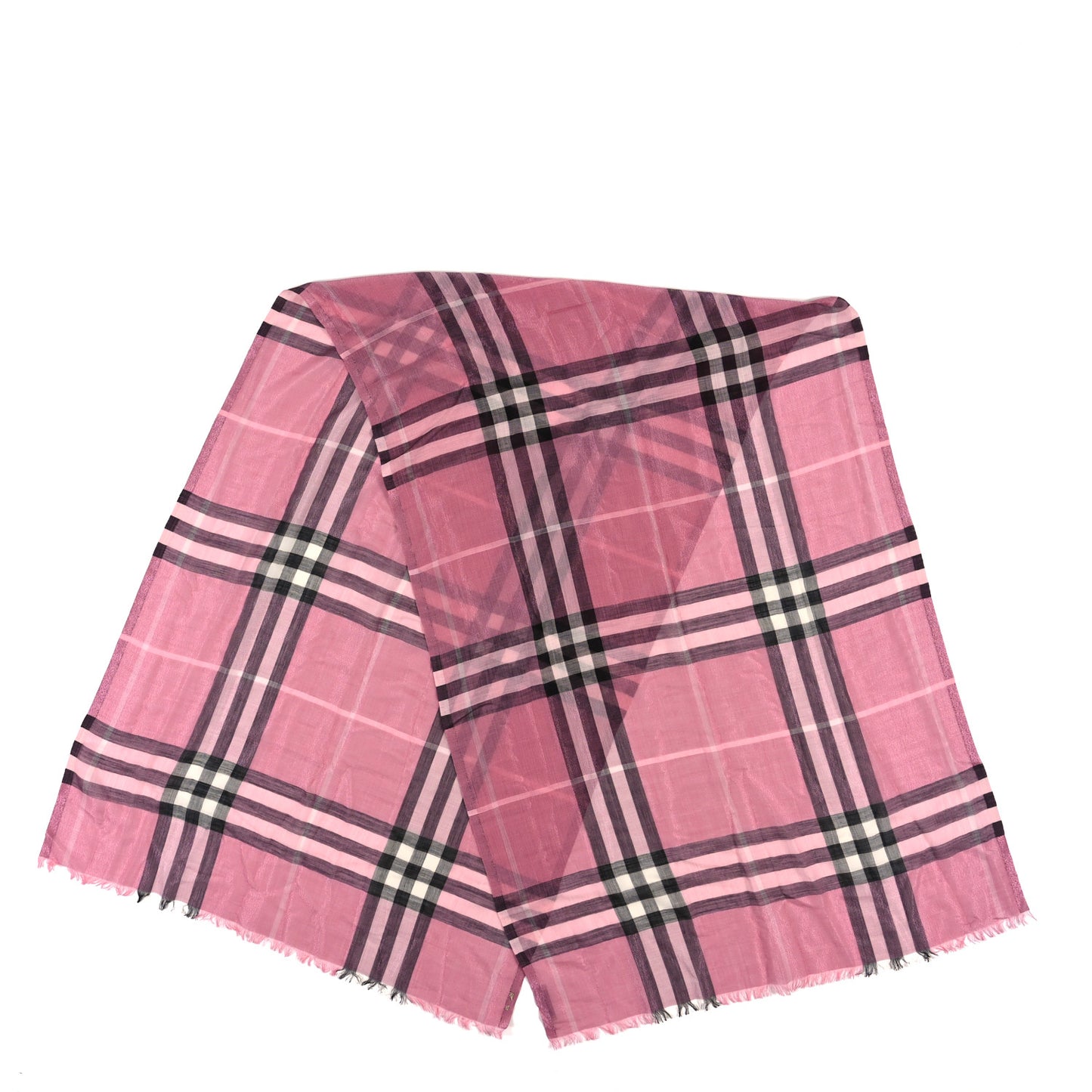 Silk Wool Metallic Check Scarf Ash Rose Silver