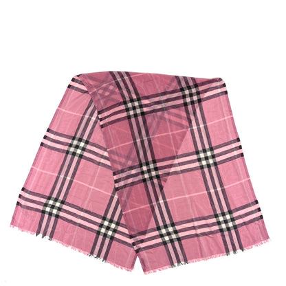 Burberry Silk Wool Metallic Check Scarf Ash Rose Silver 2 of 3