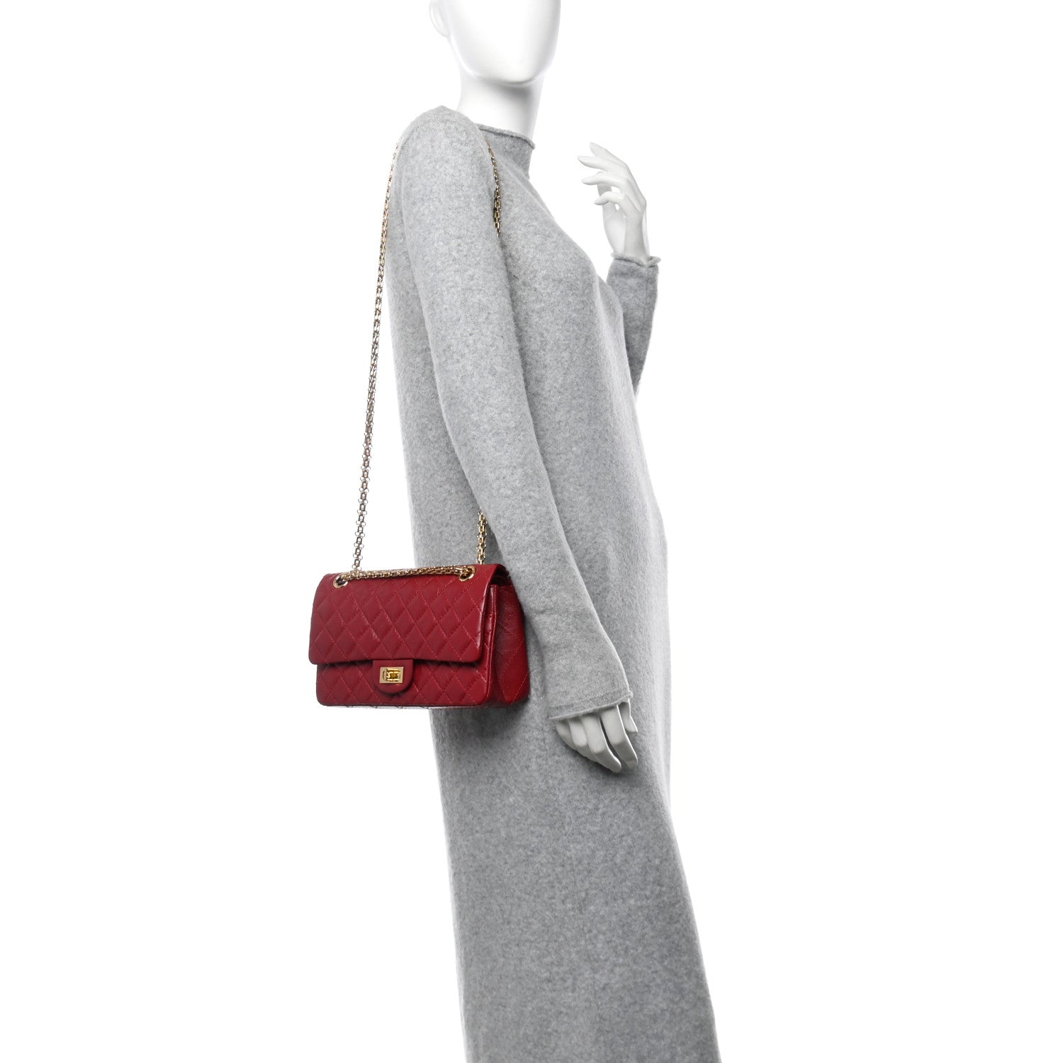 Chanel Aged Calfskin Quilted 2.55 Reissue 225 Flap Red 2 of 12