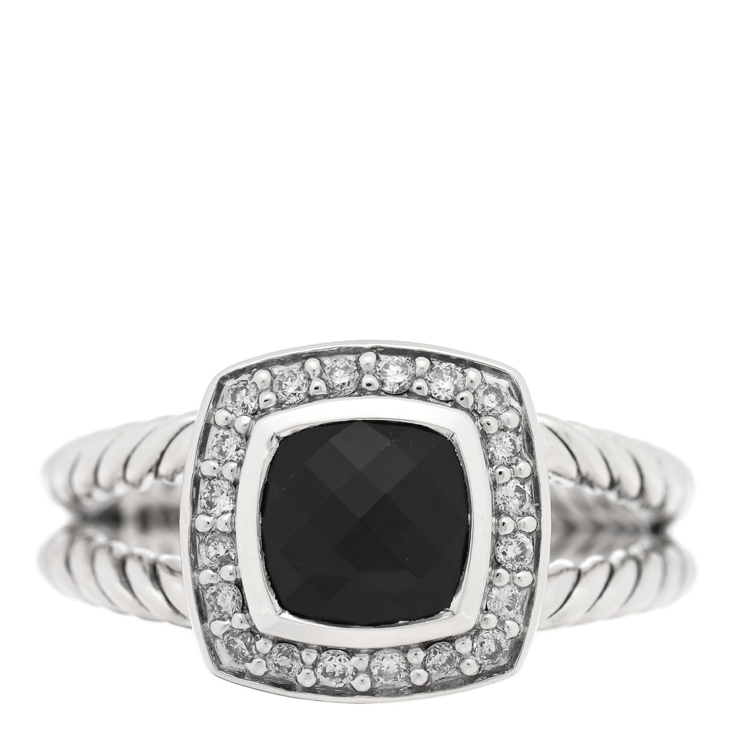 Sterling Silver Diamond Black Onyx 7mm Petite Albion Ring 54 7