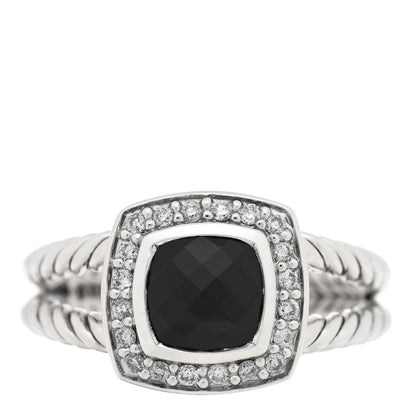 David Yurman Sterling Silver Diamond Black Onyx 7mm Petite Albion Ring 54 7 1 of 4
