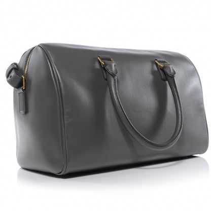 FASHIONPHILE SAINTLAURENTLeatherClassicDuffle6BagGray 3 of 8