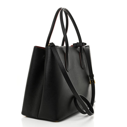 Prada Saffiano Cuir Medium Double Bag Black Fuoco 3 of 13