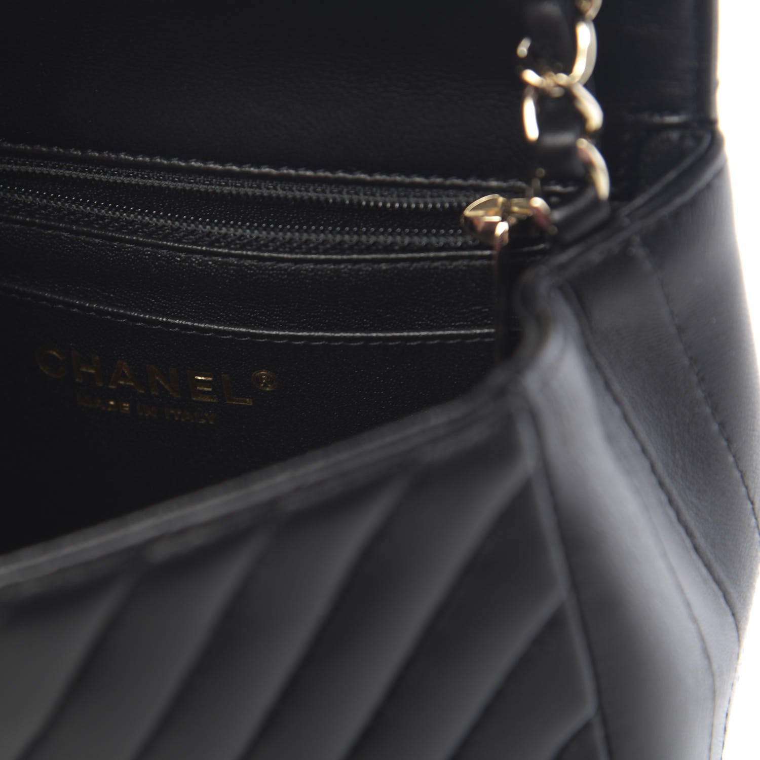 Chanel Lambskin Chevron Quilted Mini Square Flap Black 6 of 11
