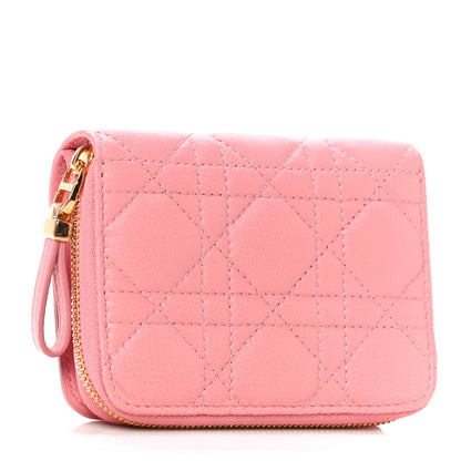 Christian Dior Grained Calfskin Supple Cannage Caro Compact Zipped Wallet Pink 3 of 10