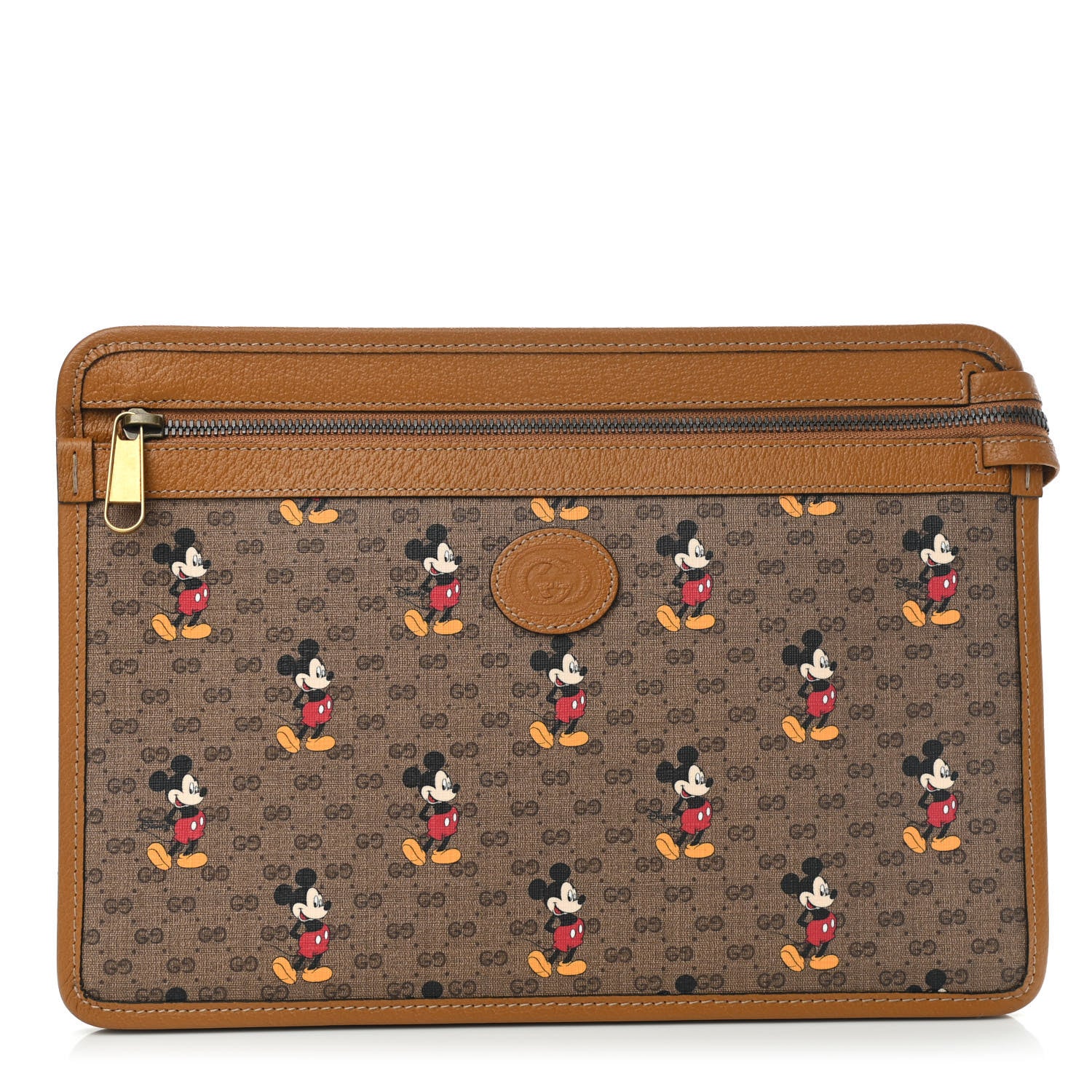 Gucci X DISNEY Mini Vintage GG Supreme Monogram Mickey Mouse Documents Holder Beige Vintage Sun Oil 1 of 6