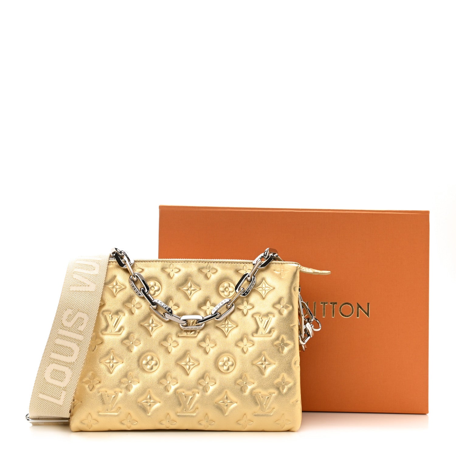Louis Vuitton Lambskin Embossed Monogram Coussin PM Gold 12 of 12