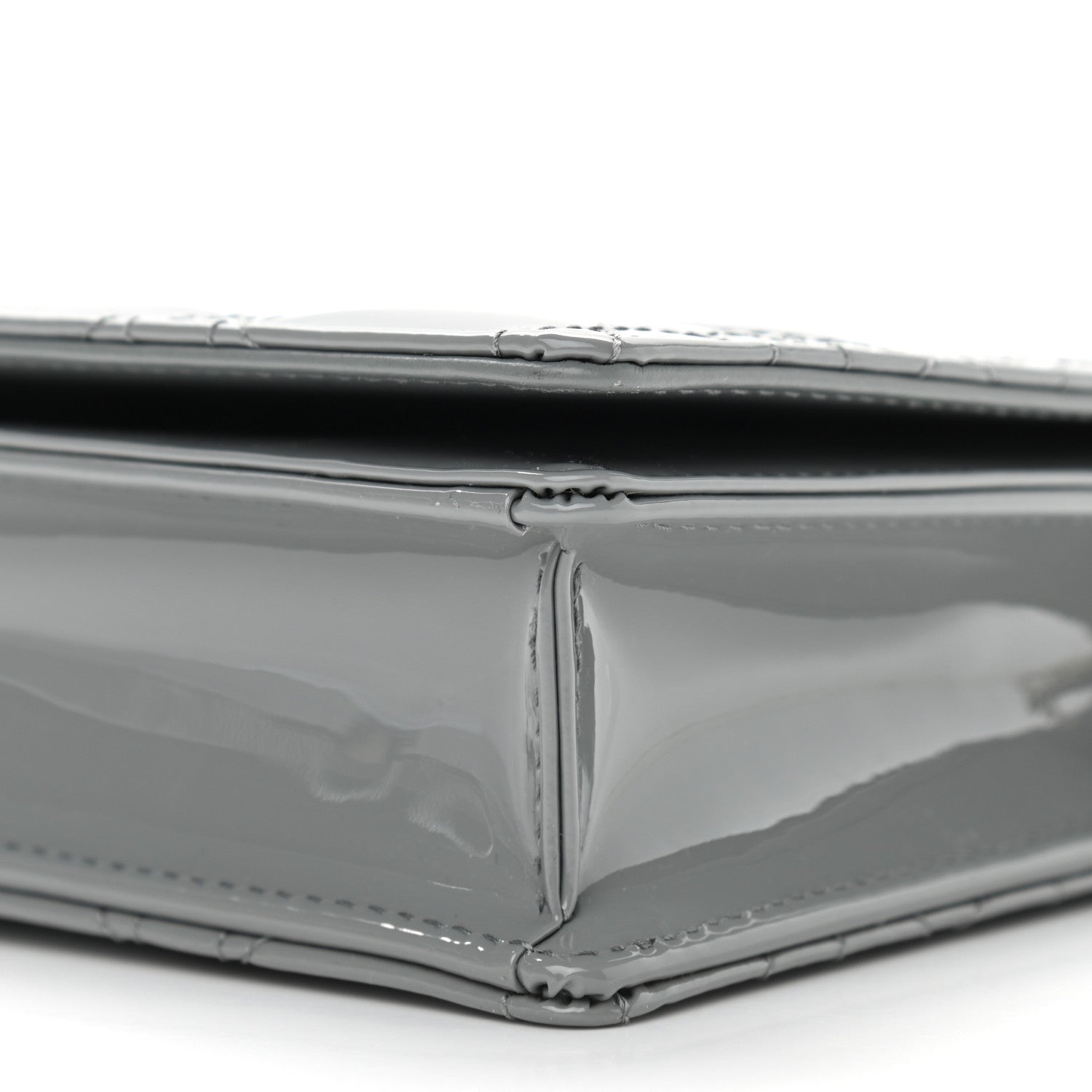 Christian Dior Patent Cannage Lady Dior Convertible Clutch Grey 10 of 10