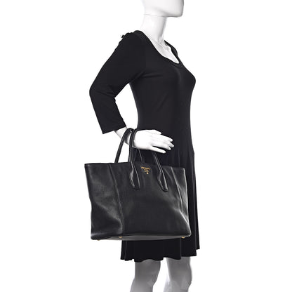 Prada Vitello Daino Tote Black 2 of 12
