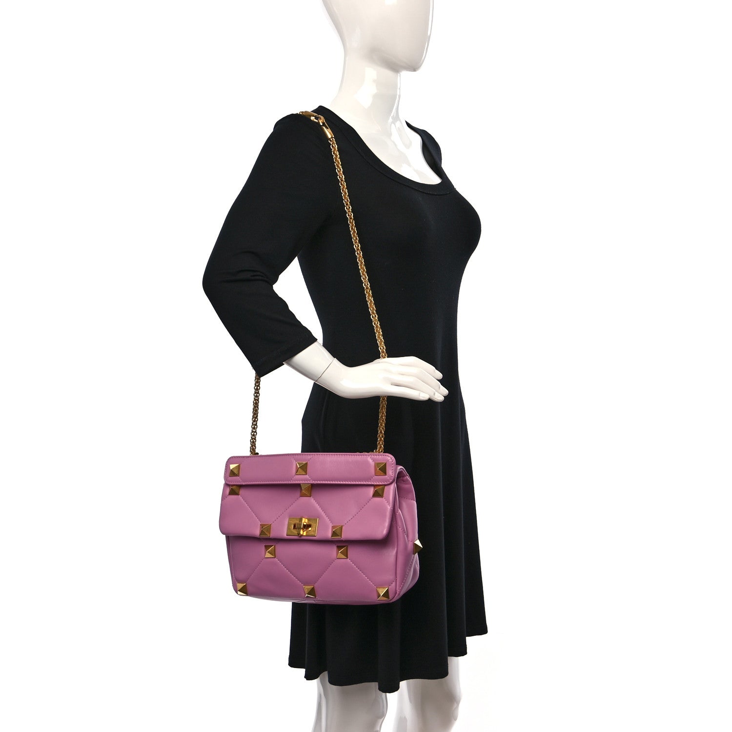 Valentino Garavani Nappa Large Roman Stud Shoulder Bag Giacinto 2 of 8