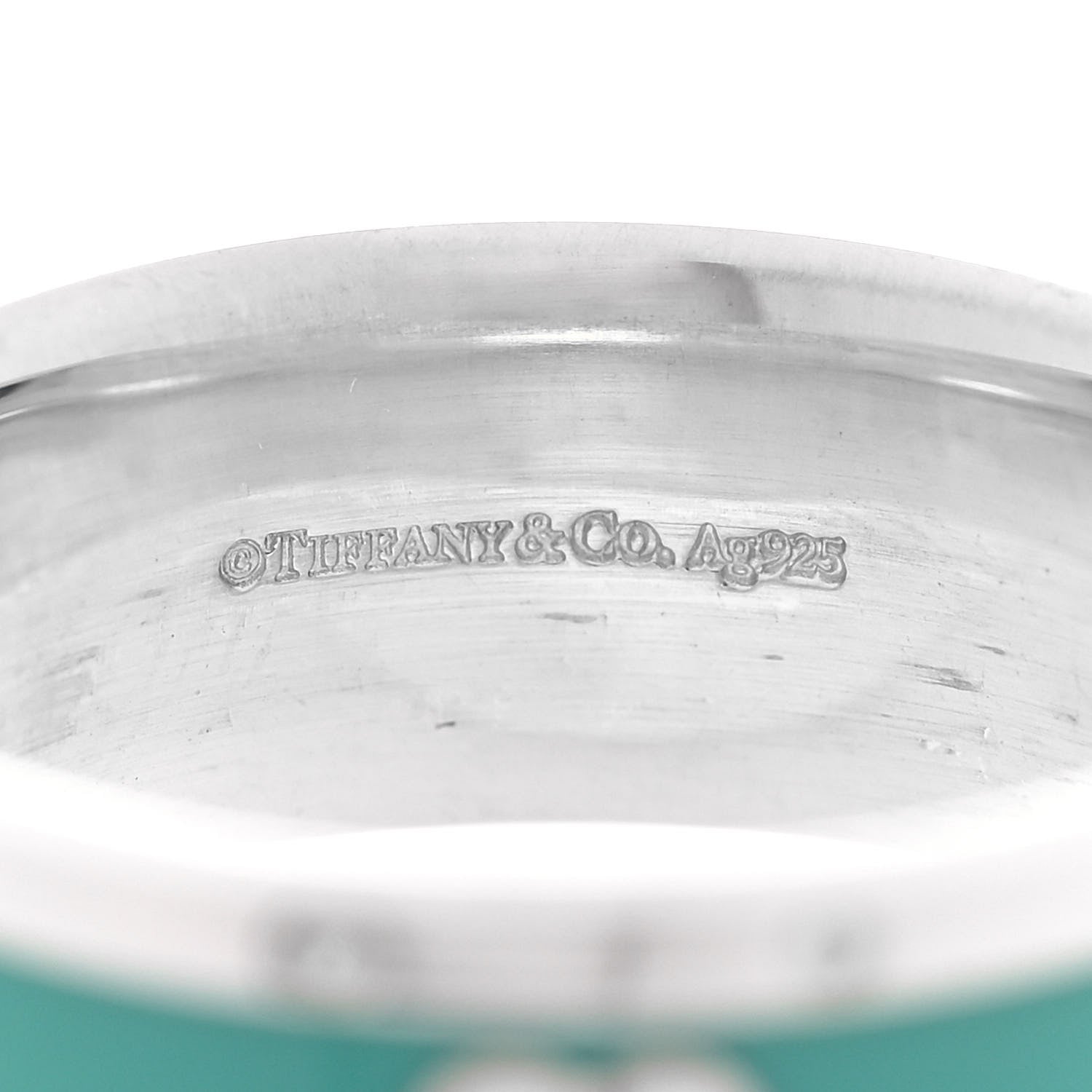 Tiffany Sterling Silver Enamel Heart Band Ring 57 8 4 of 4