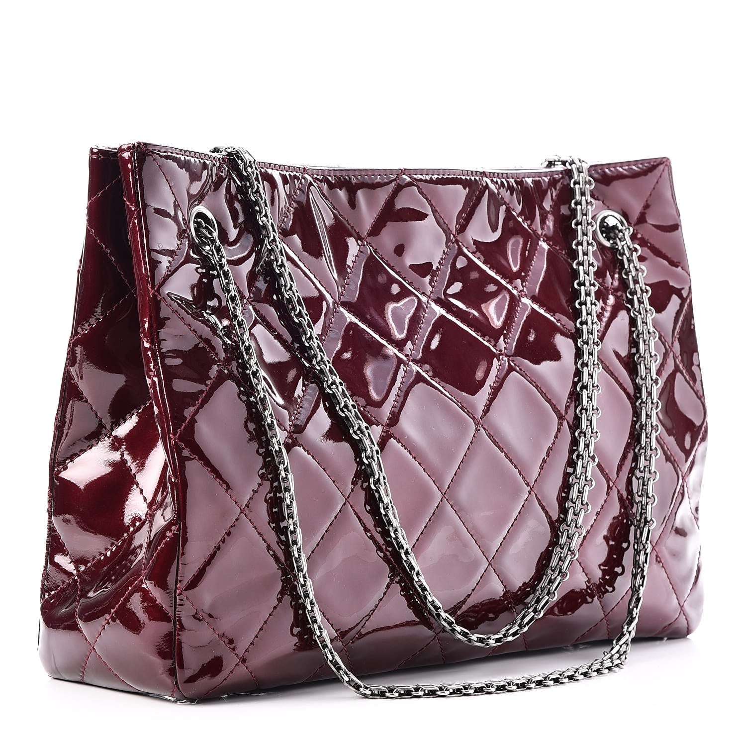 Chanel Patent Calfskin Quilted Reissue 2.55 Tote Burgundy 4 of 8