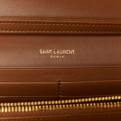 Saint Laurent Lambskin Carre Quilted Cassandre Chain Wallet Brown 6 of 12