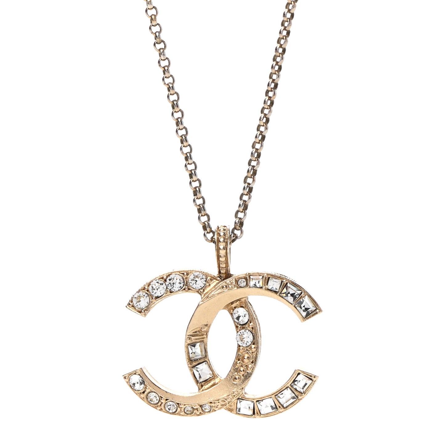 Crystal CC Pendant Necklace Gold