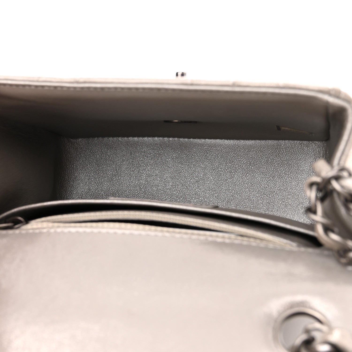 Chanel Iridescent Calfskin Chevron Quilted Mini Square Flap Silver 5 of 10
