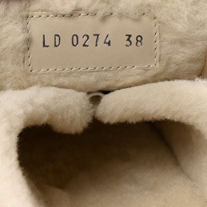 Louis Vuitton Suede Monogram Debossed Shearling Lous Open Back Sneakers 38 Light Beige 9 of 10