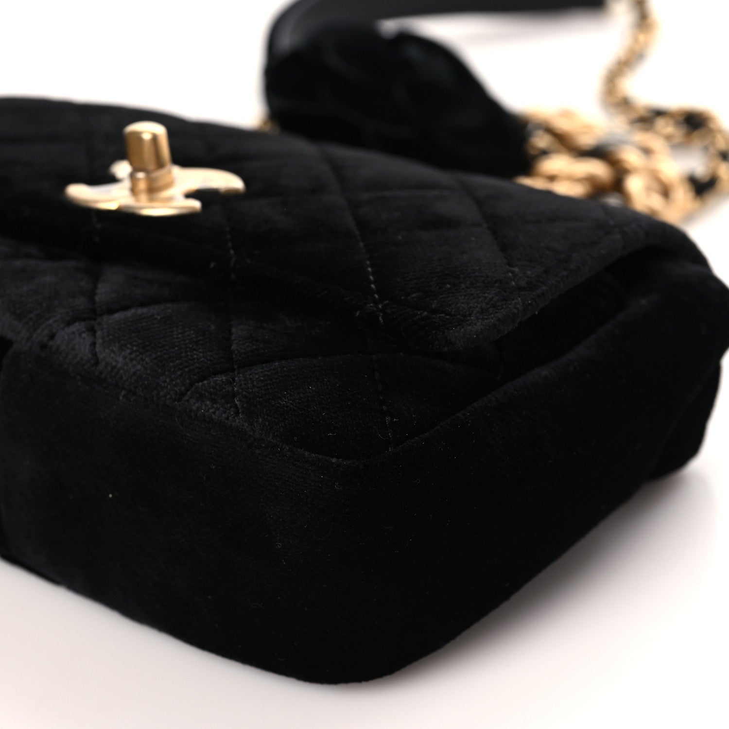 Chanel Velvet Quilted Small Camellia Flap Black 8 of 10