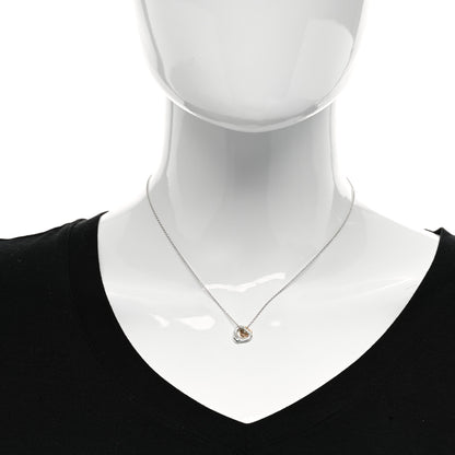 Tiffany Sterling Silver 18K Rose Gold Elsa Peretti Extra Mini Double Open Heart Pendant Necklace 2 of 5